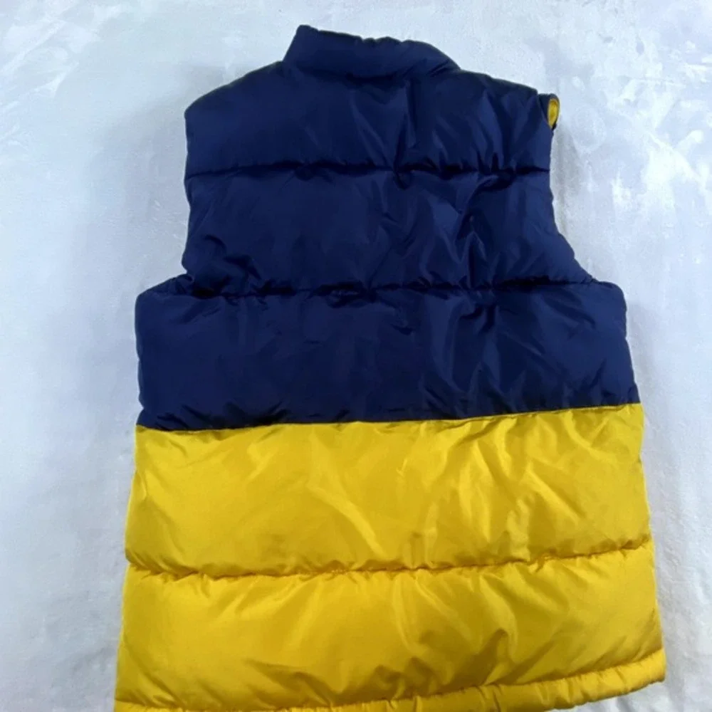 Janie and Jack Puffer Vest Kid Size 7-8 Blue Yellow Fleece Lined‎ Warm Thick